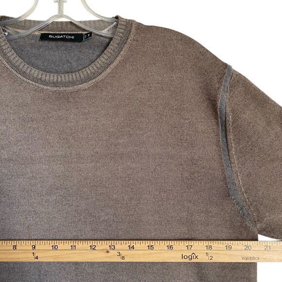Bugatchi  Merino Wool Sweater Mens M Brown Crewneck Pullover Made Italy Designer - Picture 4 of 8